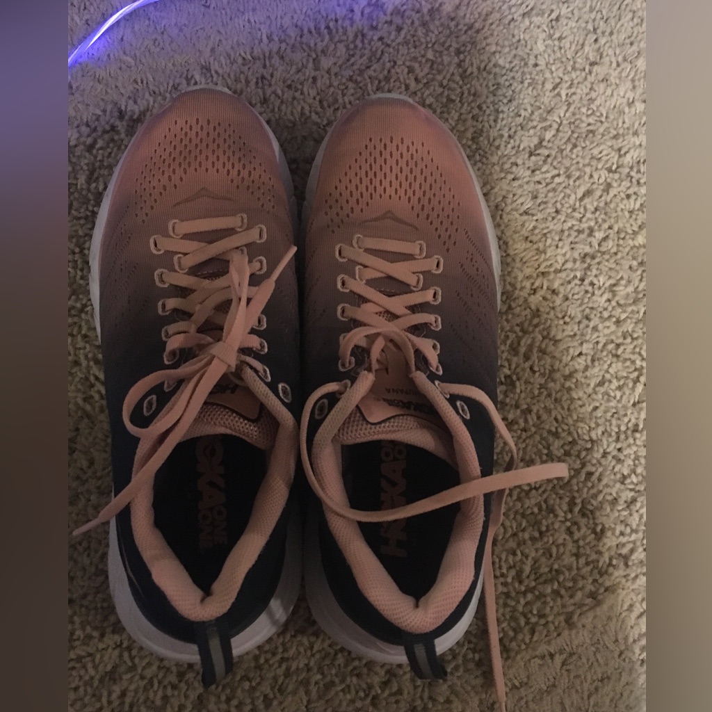 Hoka Pink And Grey Gradient Tennis Shoes